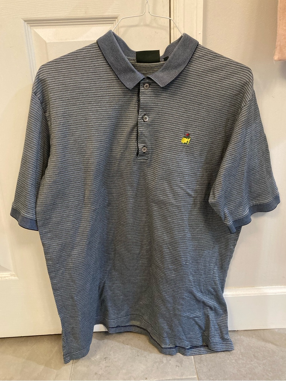 Bobby Jones Collection Masters Logo Blue Striped Golf Polo Shirt Mens XL
